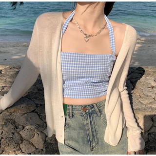 胖胖美依 開衫 針織衫 上衣 冰絲針織防曬衣夏季薄法式小披肩配吊帶裙子外搭坎肩空調衫TBF07-7447.
