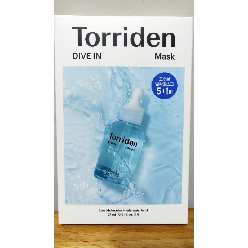《現貨》Torriden 5D 微分子玻尿酸保濕面膜 （6片/盒）