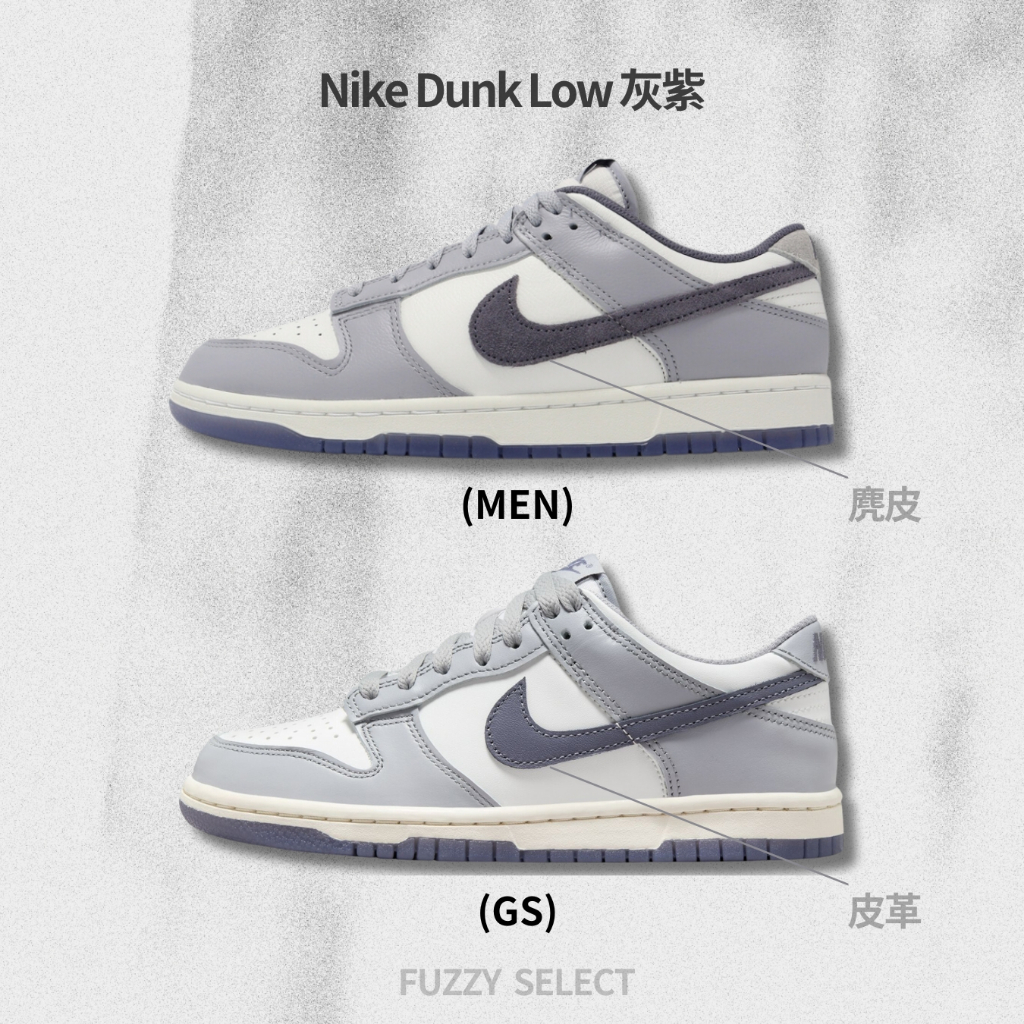 【逢甲 FUZZY】Nike Dunk Low 莫蘭迪灰 灰紫 麂皮勾勾 FJ4188-100 FB9109-101