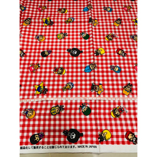 日本版權布、授權布、卡通布，絕版布-紅白格海賊王ONE PIECE，尺寸：1尺（30公分）*幅寬$220