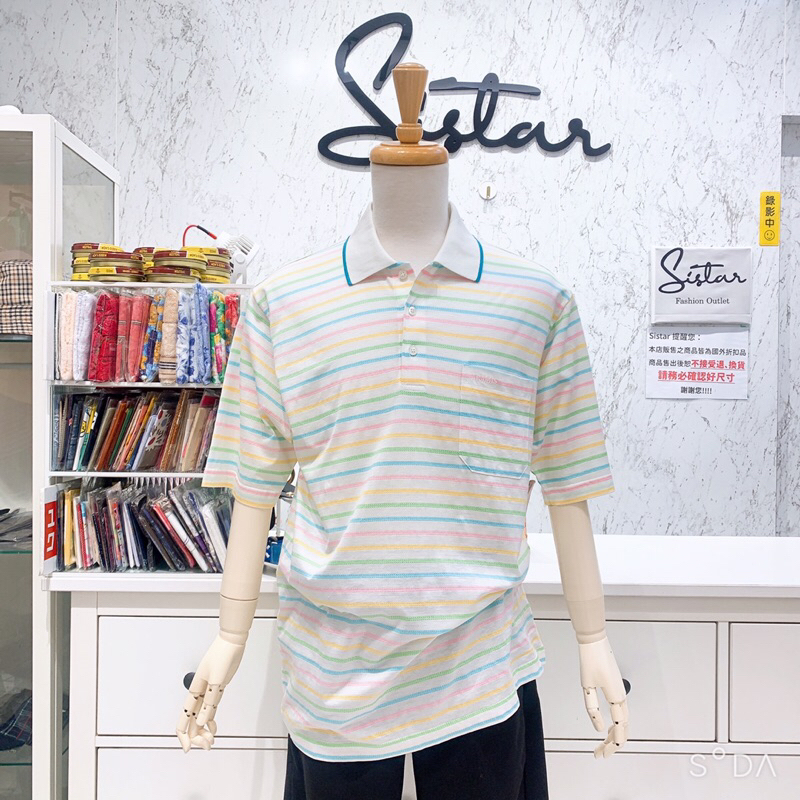 🔹Sistar🔹全新 🇯🇵日本製 Aramis  絲光棉撞色條紋LOGO刺繡POLO商務衫穿搭🌊海外直送🌊