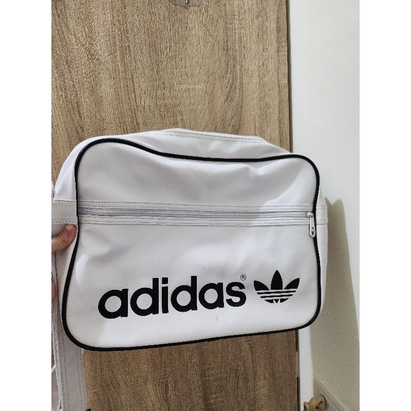 Adidas 白色愛迪達筆電包 側背包 肩背包 書包