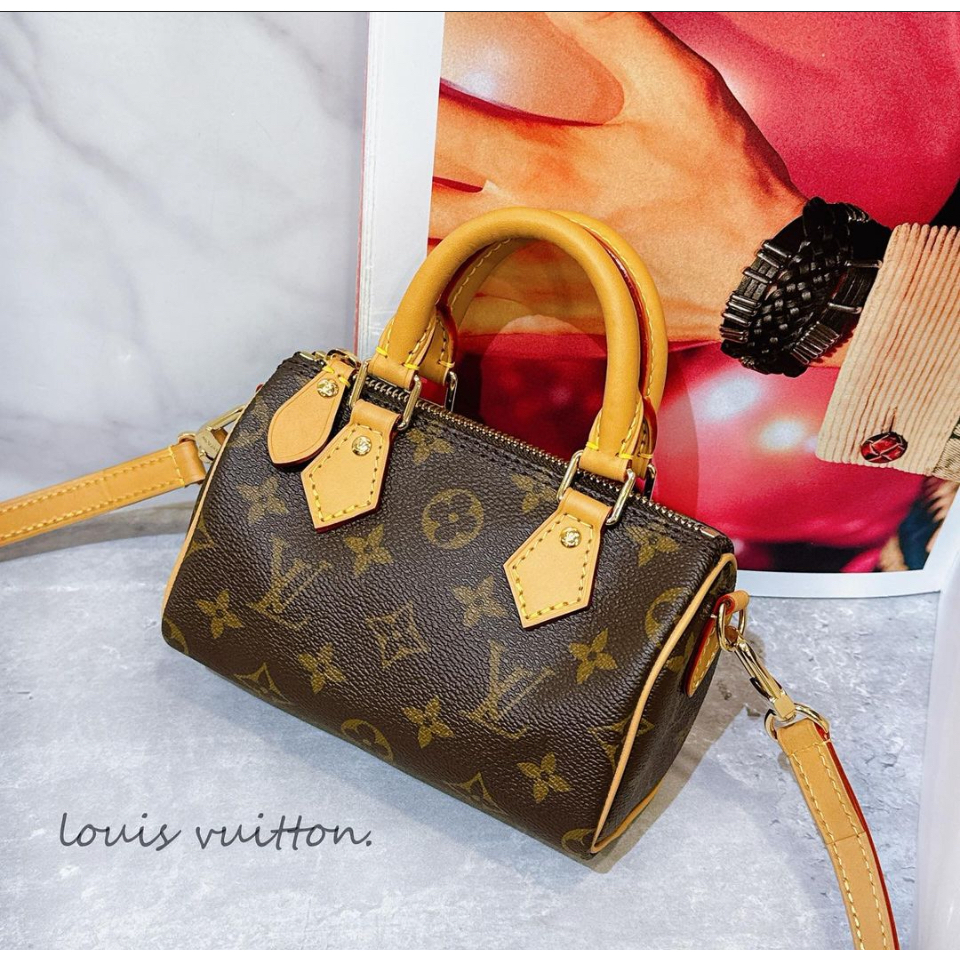 二手旗艦 LOUIS VUITTON LV 字紋 NANO SPEEDY 波士頓 斜背包 兩用包(中友店)