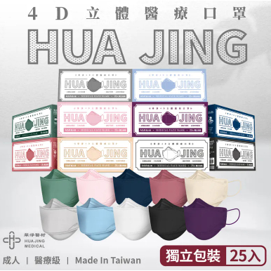 華淨4D醫用立體口罩 粉色/燕麥色/白色/灰色/深藍 25入