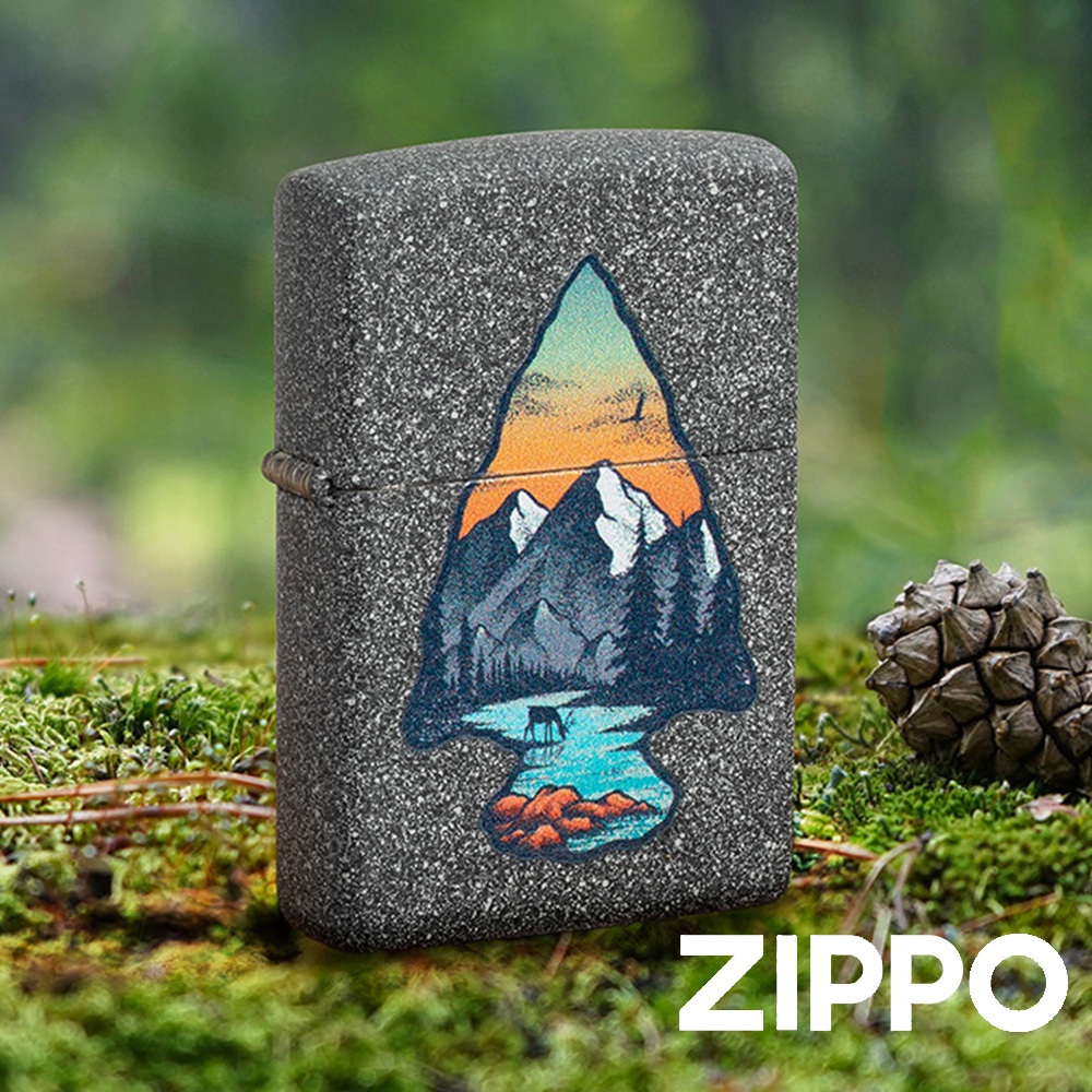 ZIPPO 山脈設計防風打火機 46007 鐵石打火機 大自然 美麗山脈景色 鑰匙孔 寧靜天空 終身保固