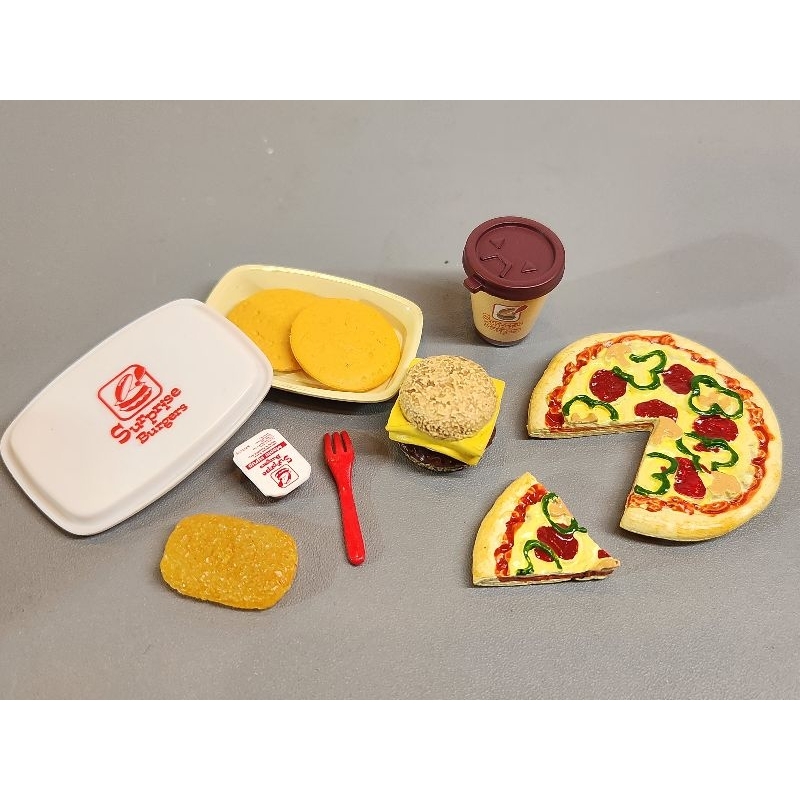 Rement 絕版 fun meals 漢堡 鬆餅 咖啡 pizza 披薩 散件組合 食玩 盒玩 迷你 玩具