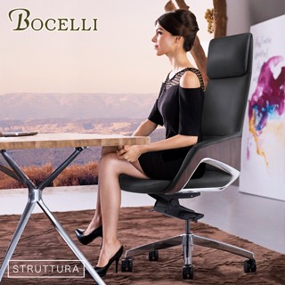 BOCELLI｜STRUTTURA質感風尚高背辦公椅(義大利牛皮)經典黑｜牛皮辦公椅|主管椅|週年慶特惠中