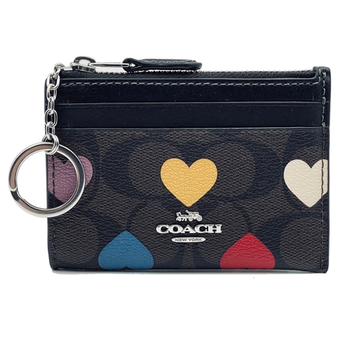 COACH C LOGO愛心悠遊卡片鑰匙零錢包(深咖/愛心)