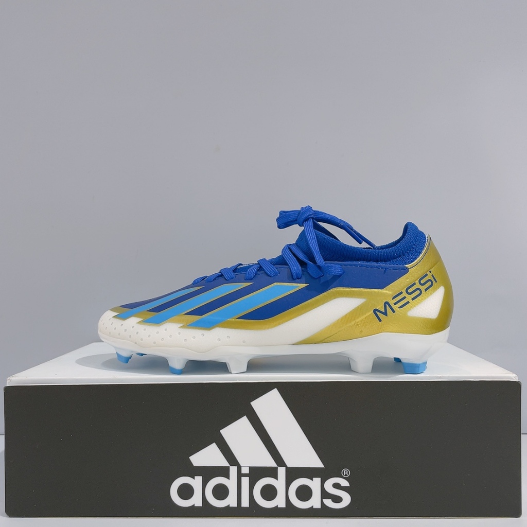 adidas X CRAZYFAST LEAGUE FG J MESSI 中童 藍色 戶外 塑膠釘 足球鞋 ID0714