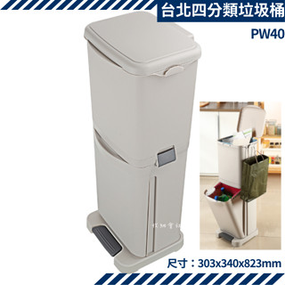 臺灣製 四分類垃圾桶 垃圾桶 資源回收 雜物筒 40L 收納會社 聯府 PW40 臺北