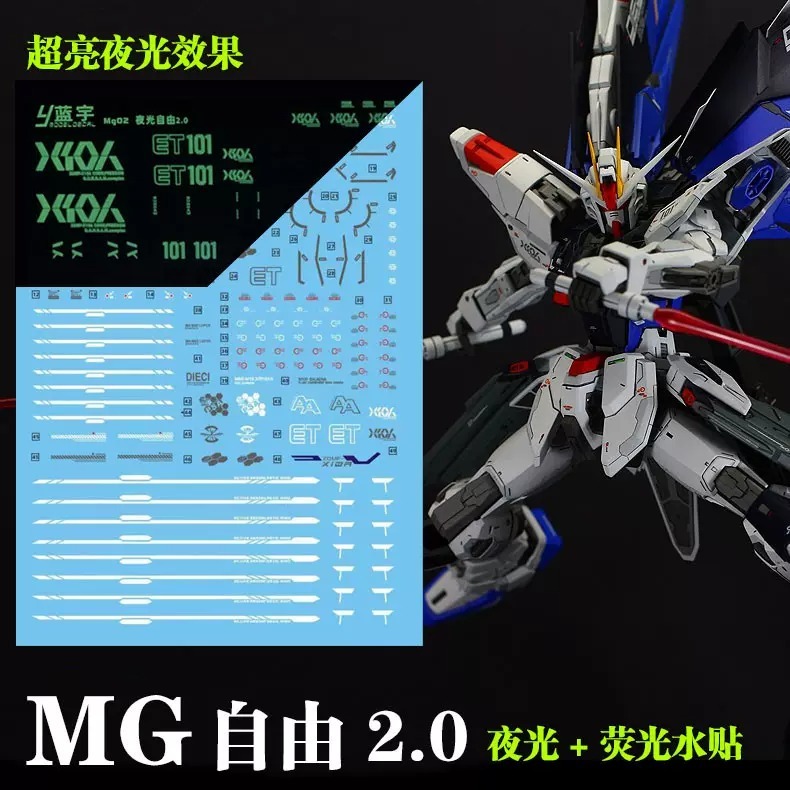 【Max模型小站】藍宇 MG Freedom ZGMF-X10A 自由鋼彈2.0.專用水貼【夜光+螢光】