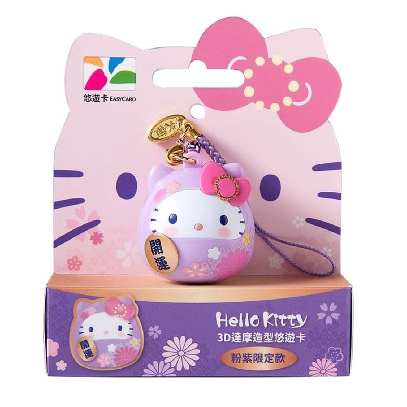 限量 HELLO KITTY 達摩造型 悠遊卡-粉紫限定款