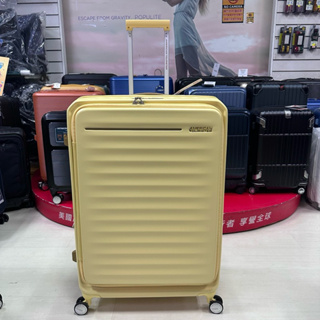 AT美國旅行者 FRONTEC系列 HJ3 行李箱上掀式設計 1:9 分比例收納 （檸檬黃29吋）彈力避震飛機滑順好推