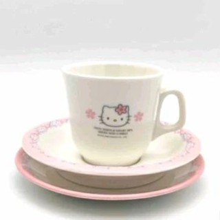 全新Hello kitty咖啡杯盤組+一個點心盤