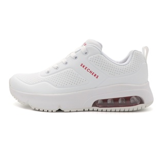 Skechers 白粉 皮革 氣墊 厚底 休閒 慢跑 運動鞋 女款 J2417【新竹皇家177610WHT】