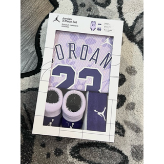 BLS • 新款 紫色 Nike Jordan 包屁衣組 包屁衣 新生兒 嬰幼兒 禮盒組 彌月禮 喬丹 三件組 送禮佳