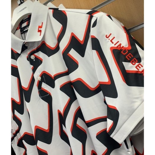 J.Lindeberg Tour Tech Print 男高爾夫短袖polo衫 (白紅印花)