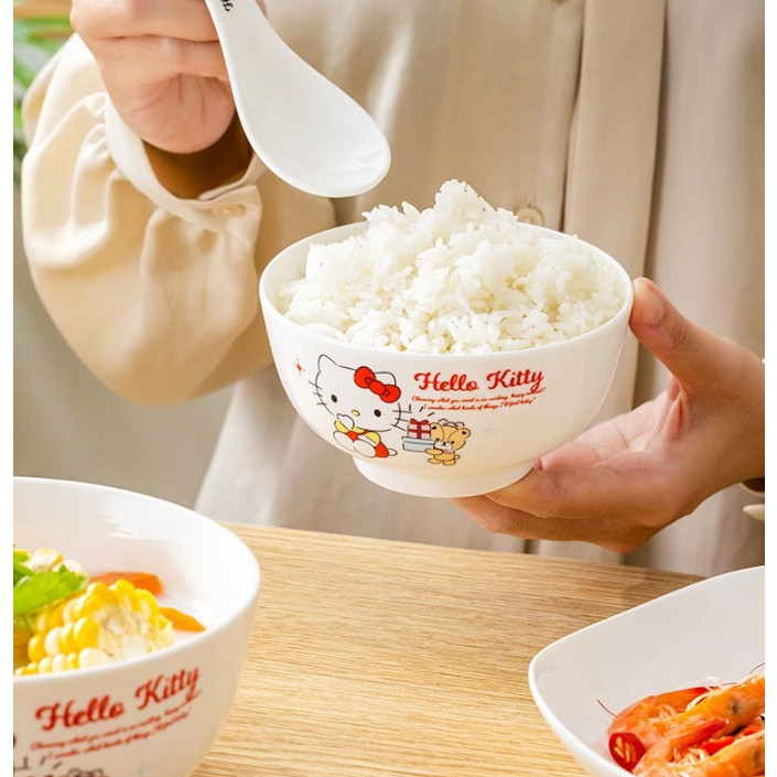 正版 三麗鷗 Hello Kitty陶瓷器皿-趣味食光 陶瓷碗 中華碗 飯碗 餐碗