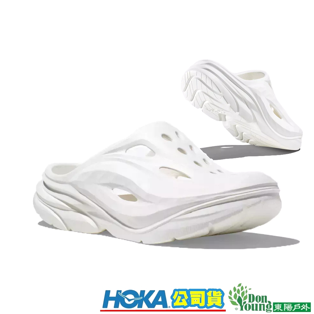 【HOKA 】HO1147951WWH 中性款 U Ora Recovery Mule恢復拖鞋 白