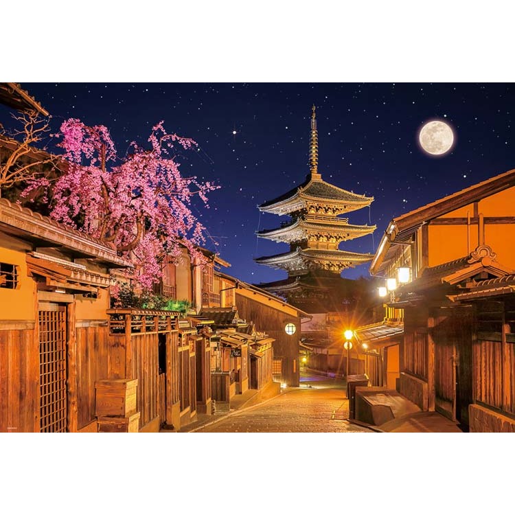拼圖 日本進口拼圖 1000-056(1000片風景拼圖 京都 月夜的八坂塔 )