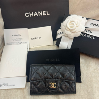 全新 CHANEL 香奈兒 黑金 黑色 單層卡包 卡夾 卡包 卡片夾 名片夾 信用卡夾 正品 牛皮 魚子醬 荔枝紋 全配