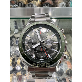【金台鐘錶】CASIO卡西歐 EDIFICE 賽車錶 EFV-600D-3C 防水100米 (迷彩綠面) (三眼)