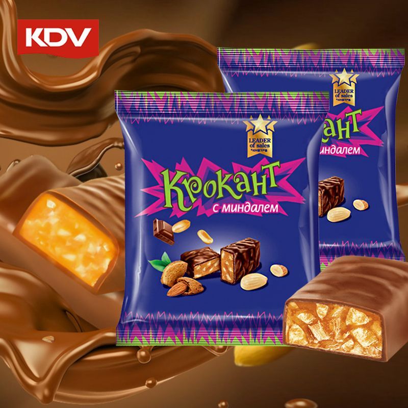 KDV俄羅斯紫皮糖原裝巧克力夾心糖果零食喜糖