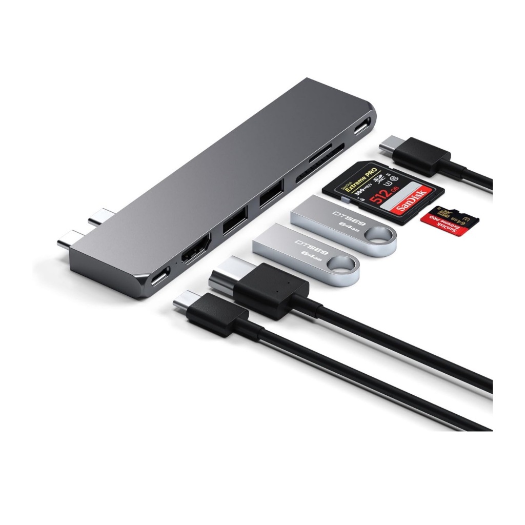 Satechi Pro Hub Slim USB-C 灰色超薄讀卡機  支援Macbook Pro Air
