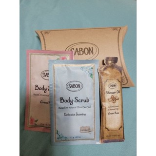 SABON試用包 綠玫瑰.茉莉花語身體磨砂膏15g 綠玫瑰沐浴油15ml