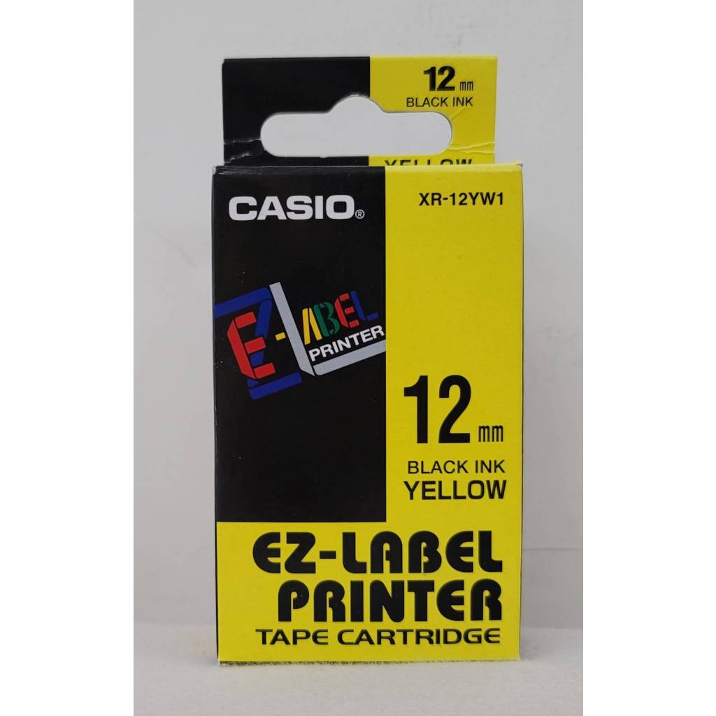 [全新公司貨]卡西歐CASIO補充標籤色帶 12mm 黃底黑字 標籤帶 標誌帶 標籤貼紙XR-12YW1