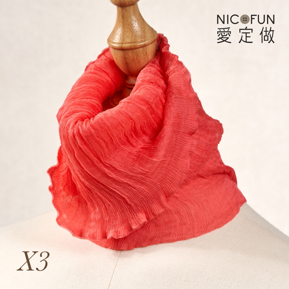 NicoFun 愛定做 花果系33 亮桔柳葉絲 百搭圍脖 圍巾 100%桑蠶絲 真絲silk四季圍脖 圍巾 領巾 髮帶)