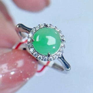 《Always9168輕奢珠寶》天然緬甸A貨翡翠陽綠戒指無封底7.8X7.5mm