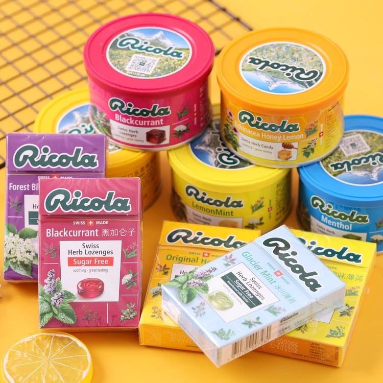 🔥台灣出貨🔥Ricola 利口樂 潤喉糖 喉糖 草本潤喉糖 檸檬薄荷潤喉糖 原味香草黑加侖 清新口氣硬糖零食100g