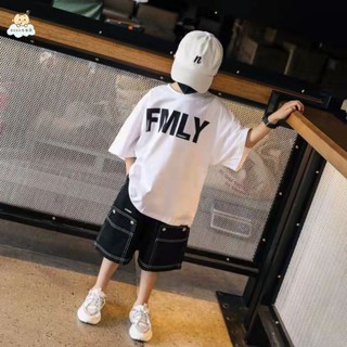 兒童衣服 男大童上衣 兒童夏裝新款立體印花中大童短袖t恤男寬松帥氣純棉半袖上衣