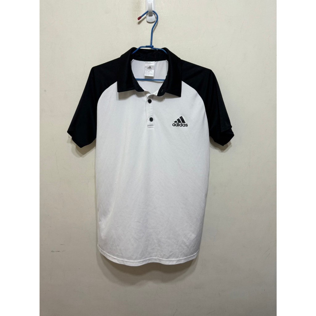 「 二手衣 」 Adidas 男版短袖運動POLO衫 XL號（黑白）87