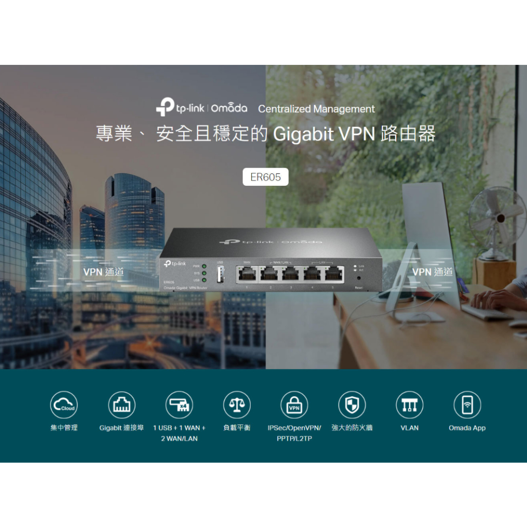 🌸領券7.5折 限量優惠 TP-LINK ER605 Omada Gigabit VPN 路由器