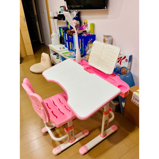 兒童成長型書桌椅-粉色