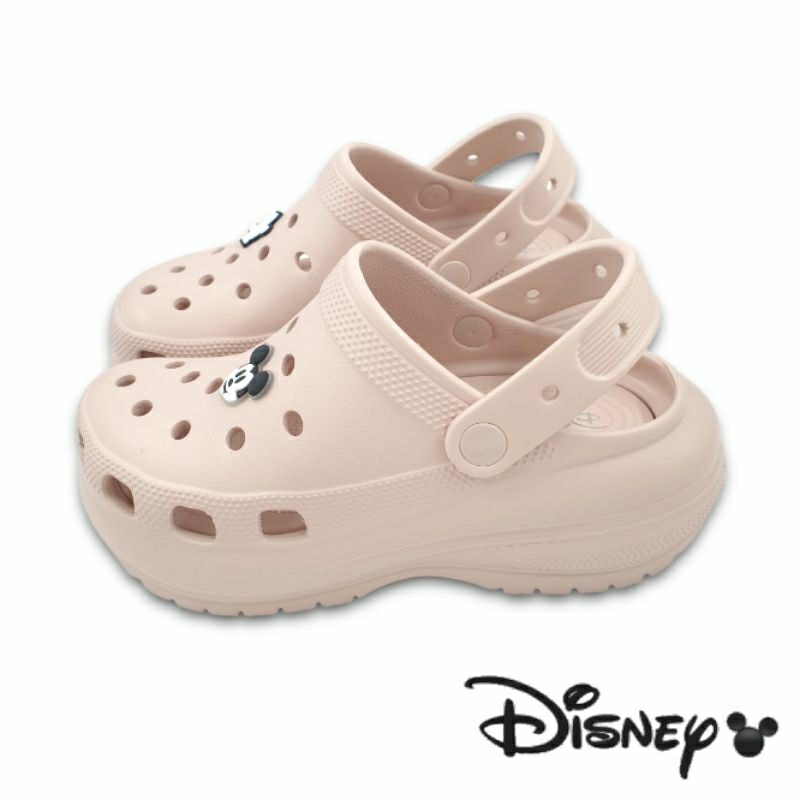 【MEI LAN】迪士尼 Disney (女) 米奇 超厚底 立體造型飾扣 洞洞鞋 布希鞋 3507 北歐粉另有多色可選