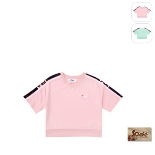 【FILA】KIDS 女童款 吸濕排汗 短袖 運動上衣-粉色 5TEX-4422-PK