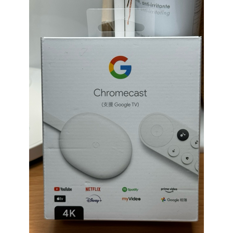 (二手)Chromecast 4代 with Google TV 4k版 媒體串流播放器 遙控器送保護套(藍色)