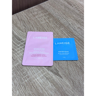 LANEIGE 蘭芝 粉澎潤睡美人晚安面膜3ml 蘭芝 水酷修護保濕霜 特潤 1ml 全新 專櫃 試用包