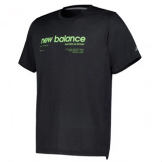 New Balance 男款 黑 螢光 字母T 短袖上衣 圓領 MT41255BM Sneakers542
