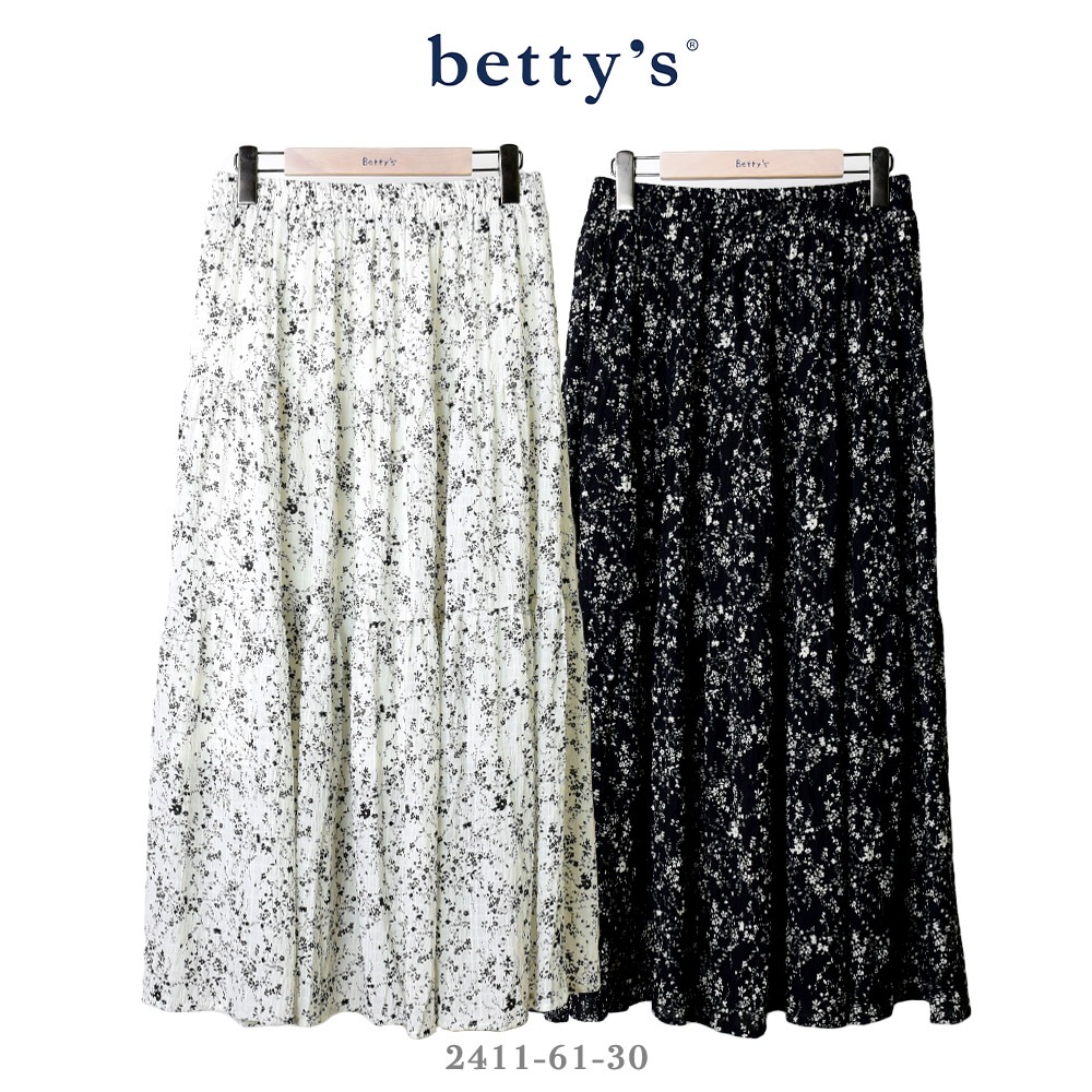 betty’s專櫃款(41)花草印花格子壓紋蛋糕裙(共二色)