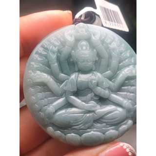 天然緬甸玉A貨翡翠瓜料 雙面工藍水千手觀音 八臂觀音 生肖鼠守護神玉墜 掛墜