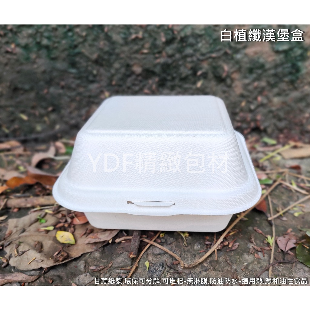 【YDF】【白植纖餐盒系列】漢堡盒 植物纖維餐盒 蛋糕盒 可微波盒 美式外帶盒 環保餐盒 可分解便當盒