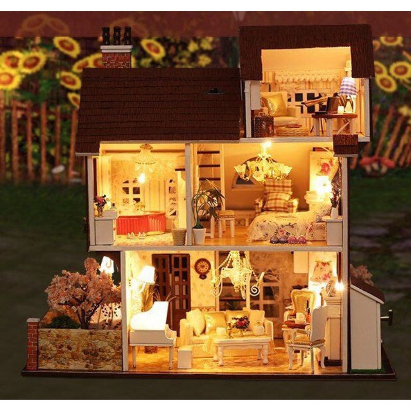 花之小鎮成品 diy小屋 代客組裝 全新現做 大型歐式別墅袖珍屋成品 娃娃屋 模型屋成品 精緻禮物
