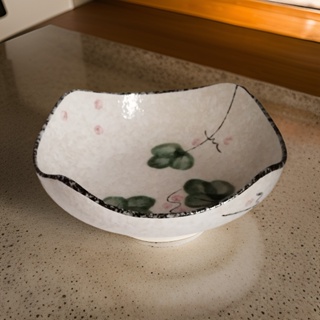 現貨 夏荷四角盤 盤子 花器 聚寶盆 水果盤 半瓷盤 耐用且環保