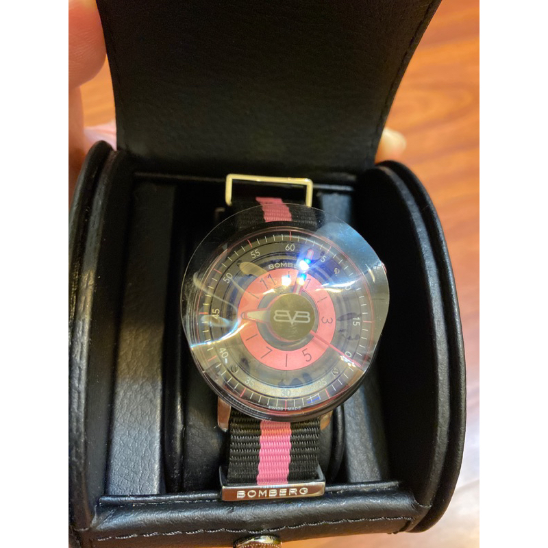 清錶櫃/炸彈錶/BOMBERG/BB-01系列  帆布帶手錶-粉紅/黑