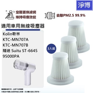 適用Kolin歌林車用無線迷你吸塵槍KTC-MN707A MN707B 隨途Suitu ST-6645 DE Pro濾網