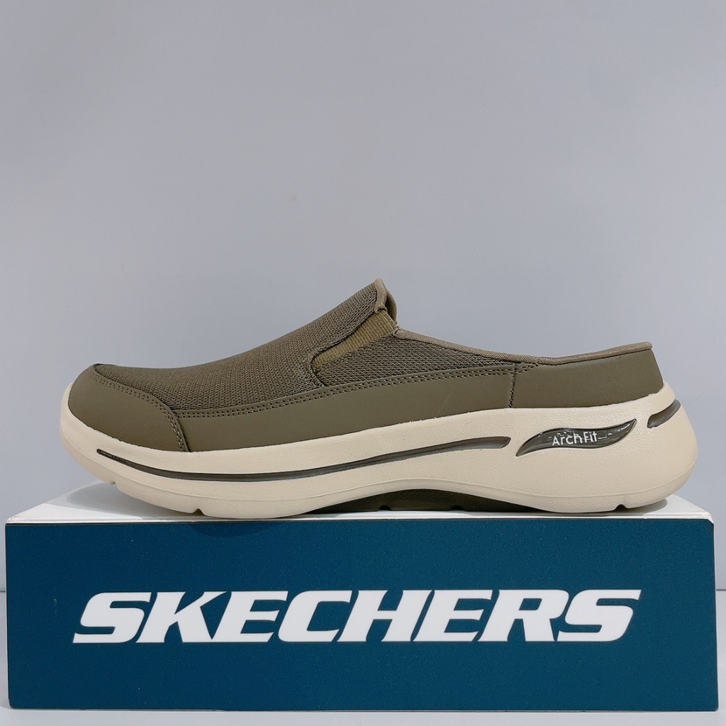 SKECHERS GOWALK ARCH FIT 男生 墨綠色 足弓支撐 舒適 懶人鞋 穆勒鞋 216253TPE